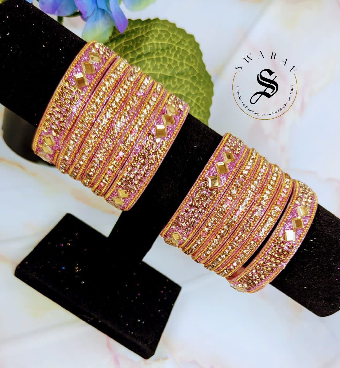 Lakh ( Epoxy ) Bangles Set - Multi combinations in One Set. ( SAFFRON )