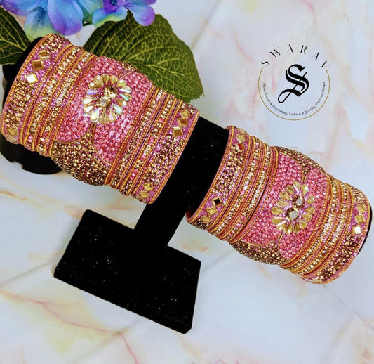 Lakh ( Epoxy ) Bangles Set - Multi combinations in One Set. ( SAFFRON )