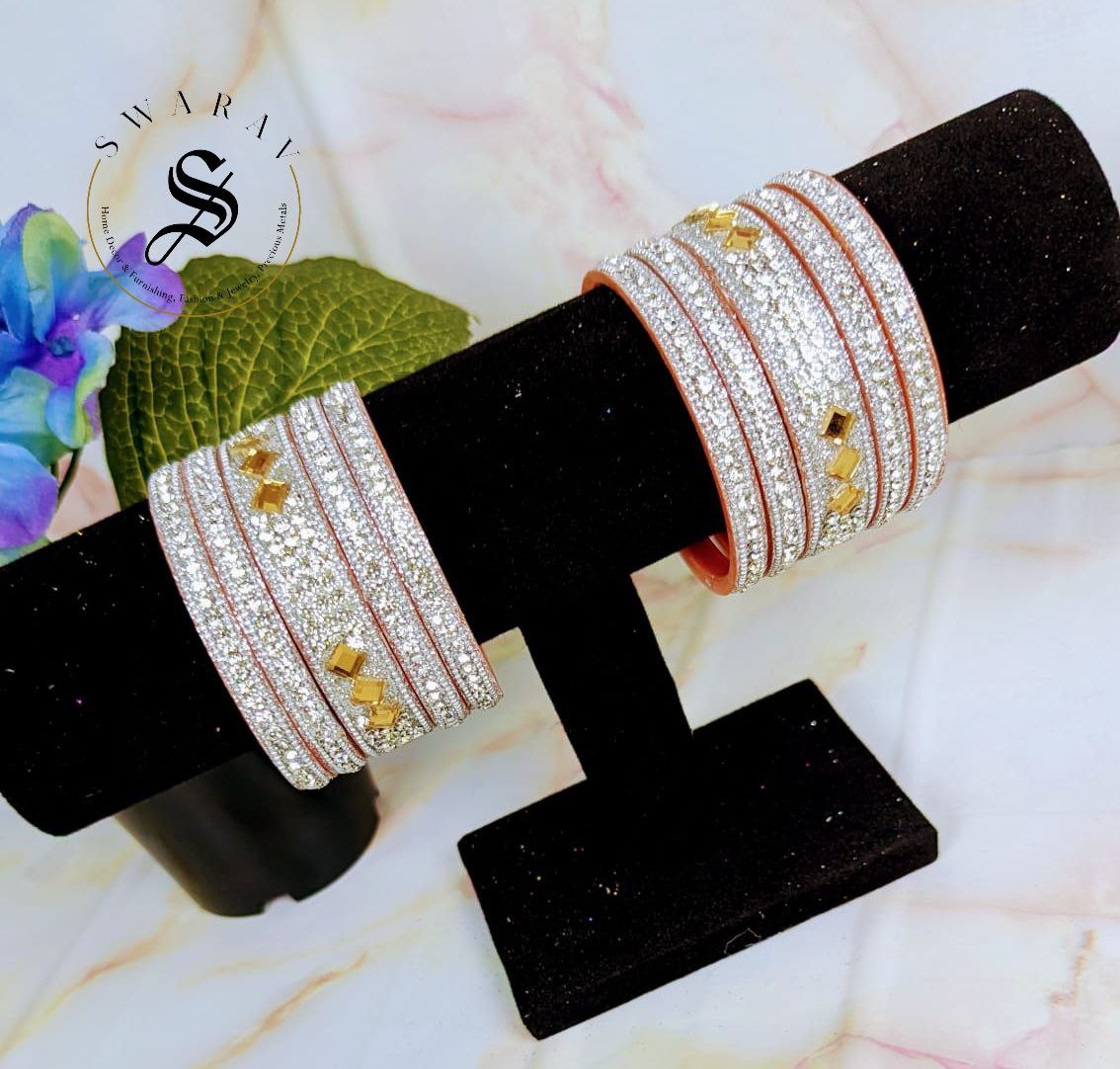 Lakh ( Epoxy ) Bangles Set - Multi combinations in One Set. ( SILVER )