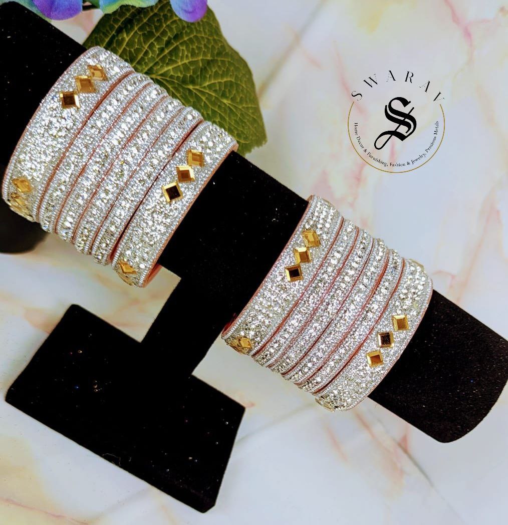 Lakh ( Epoxy ) Bangles Set - Multi combinations in One Set. ( SILVER )