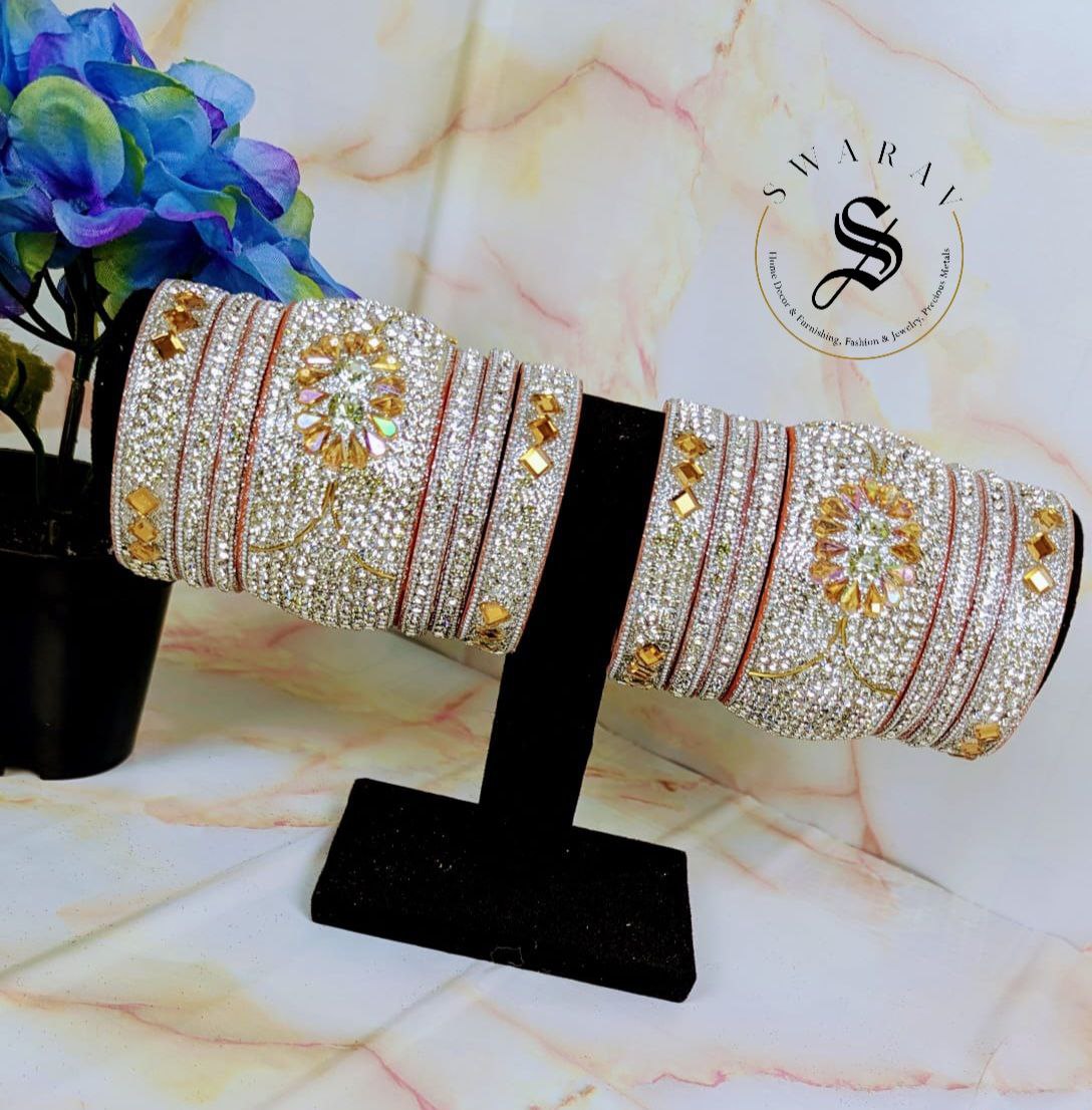 Lakh ( Epoxy ) Bangles Set - Multi combinations in One Set. ( SILVER )