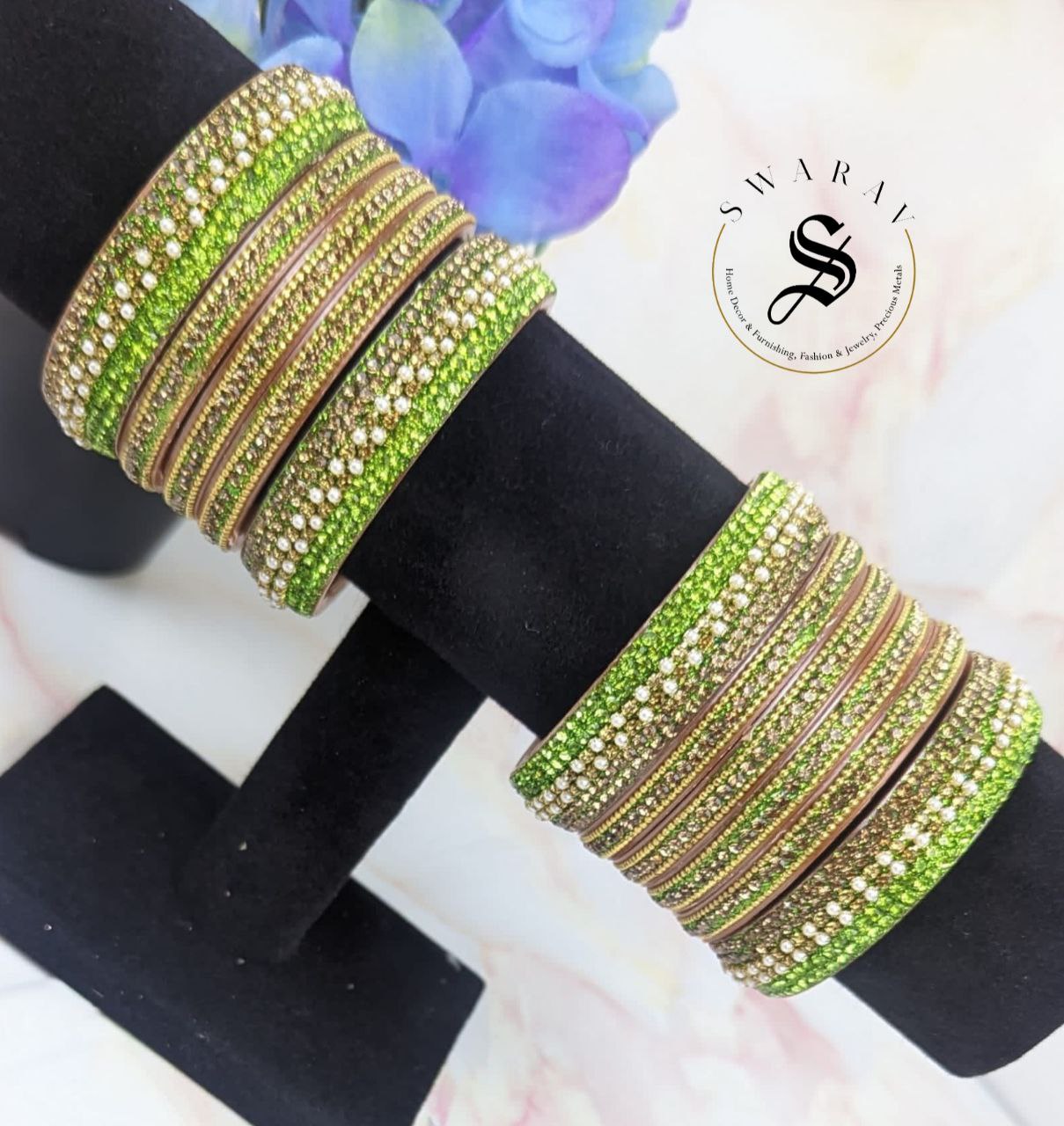 Lakh ( Epoxy ) Bangles Set - ( PARROT GREEN)