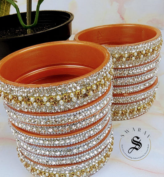 Lakh ( Epoxy ) Bangles Set - (WHITE)