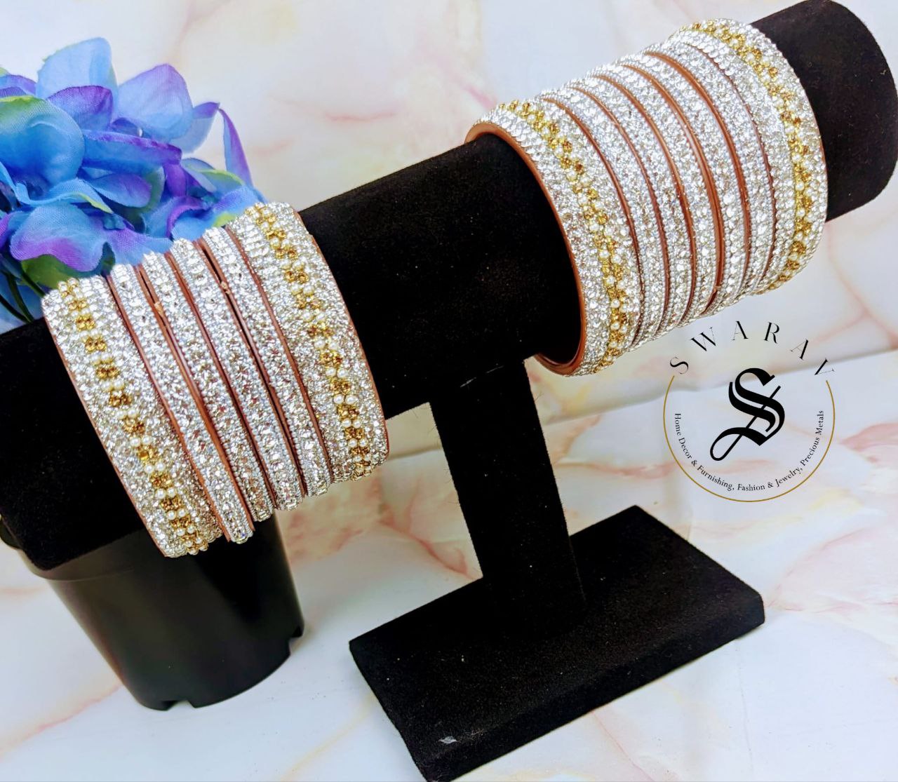 Lakh ( Epoxy ) Bangles Set - (WHITE)