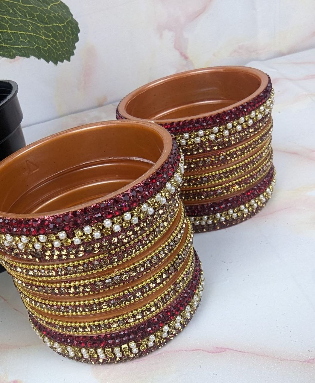 Lakh ( Epoxy ) Bangles Set - ( MAROON)