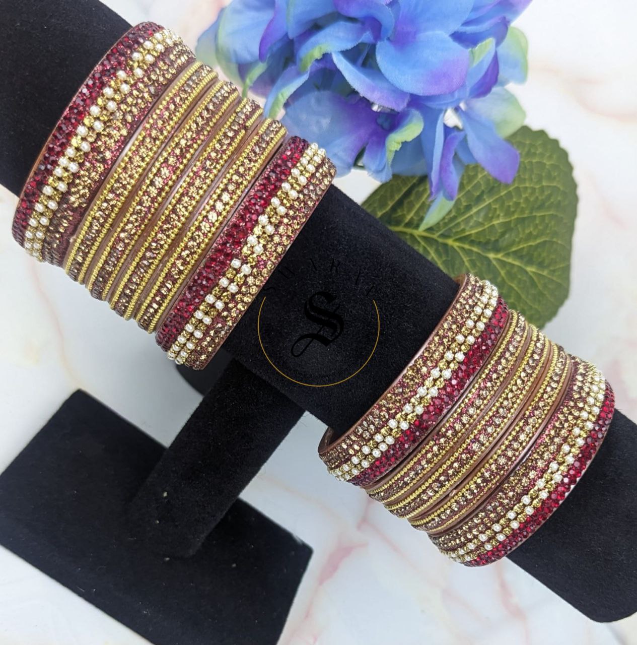 Lakh ( Epoxy ) Bangles Set - ( MAROON)