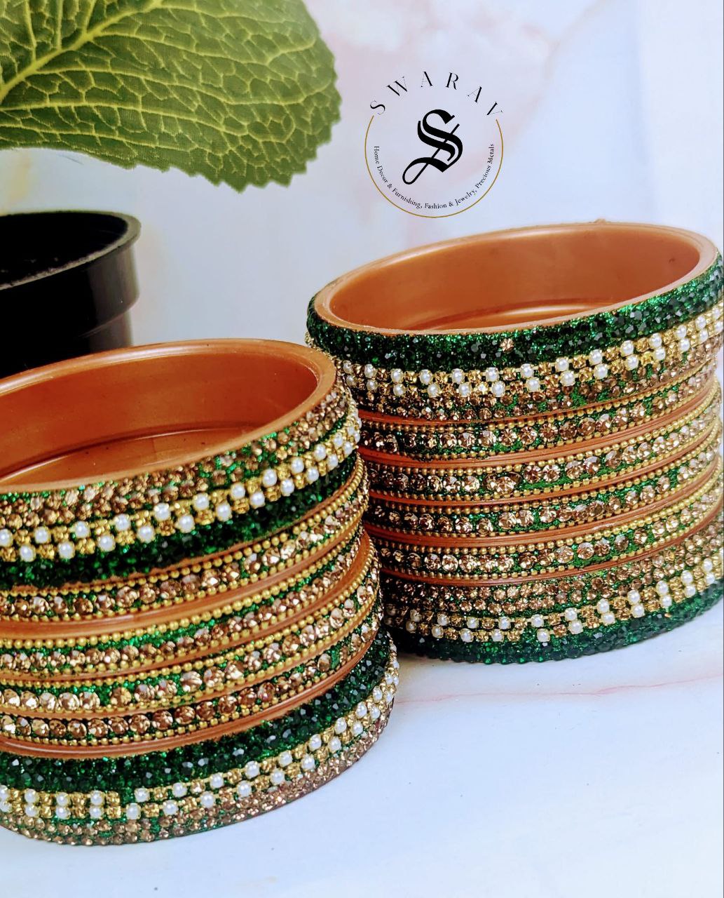 Lakh ( Epoxy ) Bangles Set - ( BOTTLE GREEN)