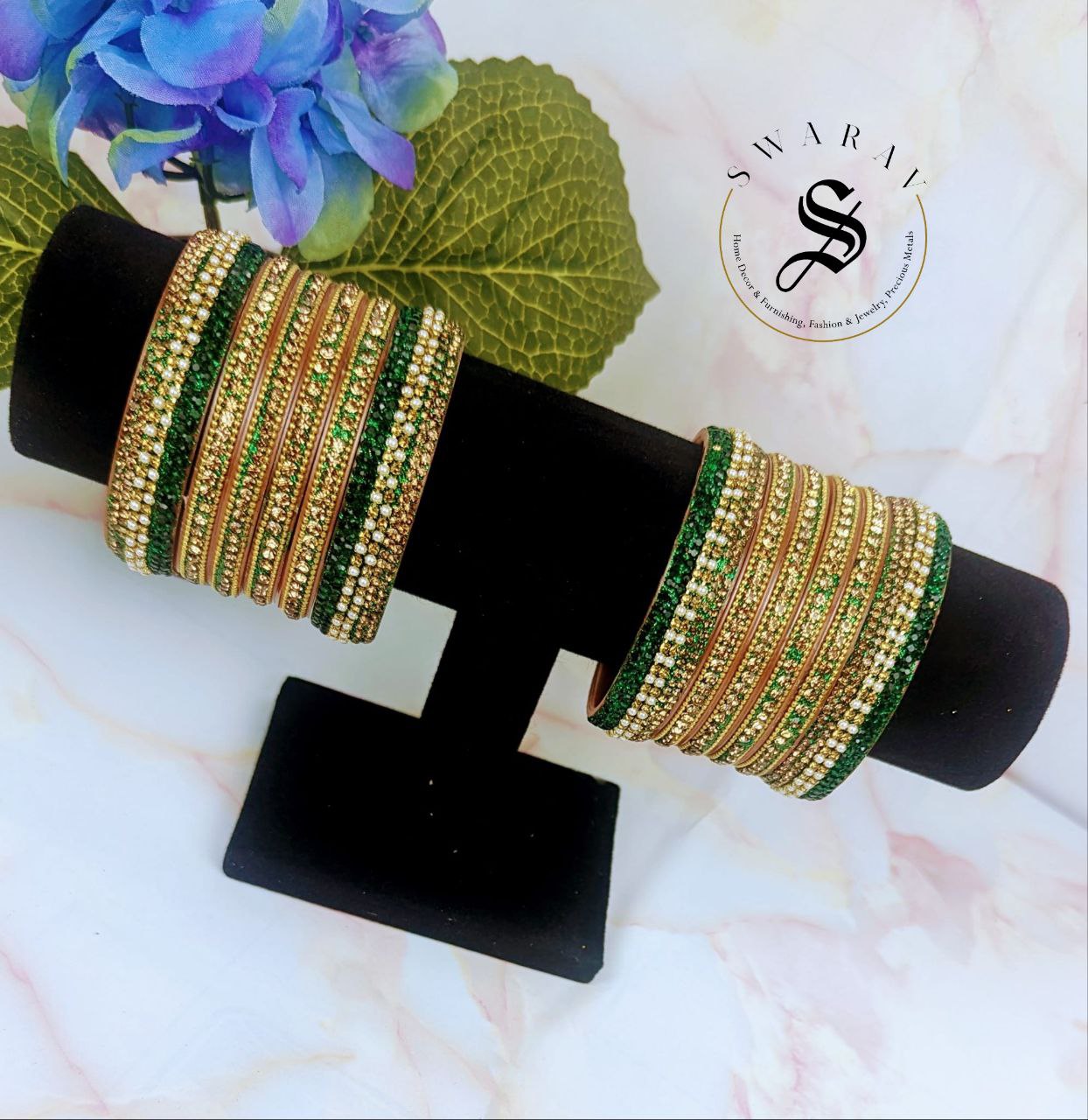 Lakh ( Epoxy ) Bangles Set - ( BOTTLE GREEN)