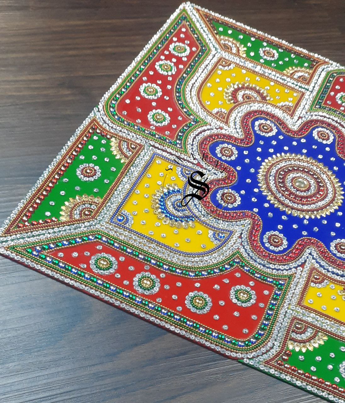 Acrylic Rangoli - Set of 13 pieces. 17 inch Multi Color.