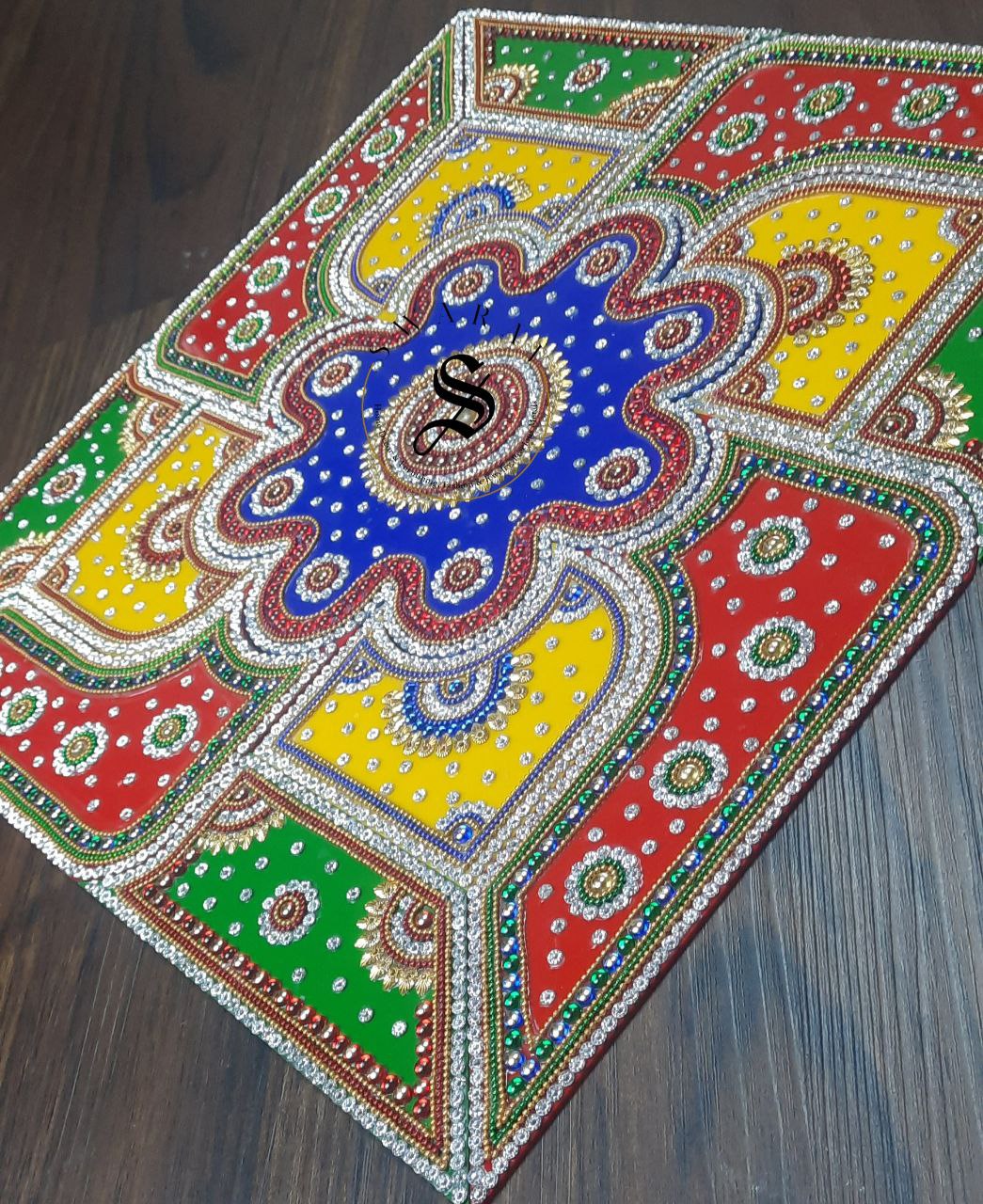 Acrylic Rangoli - Set of 13 pieces. 17 inch Multi Color.