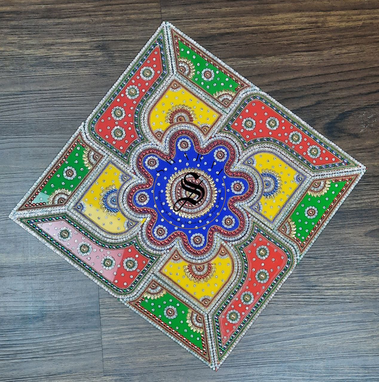 Acrylic Rangoli - Set of 13 pieces. 17 inch Multi Color.