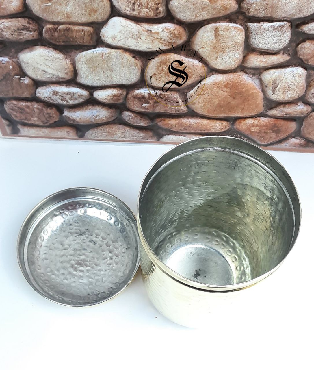 Pure Brass Hand Hammered Storage Container/ Canister/ Dibbas. Set of 3 ( With Tin coating inside)