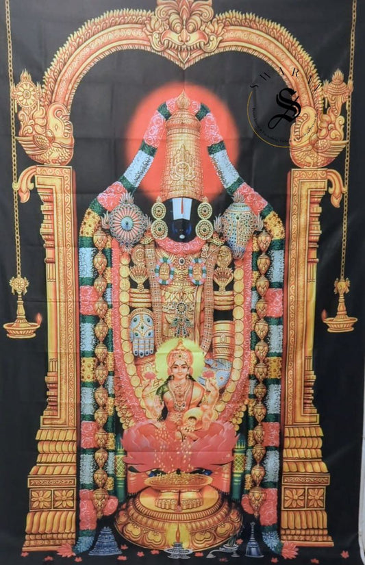 Tirupati Balaji Backdrop - 5 by 8 Feet. Taiwan Polyester Fabric.