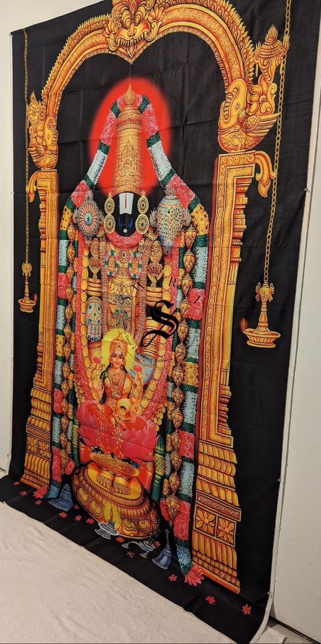 Tirupati Balaji Backdrop - 5 by 8 Feet. Taiwan Polyester Fabric.