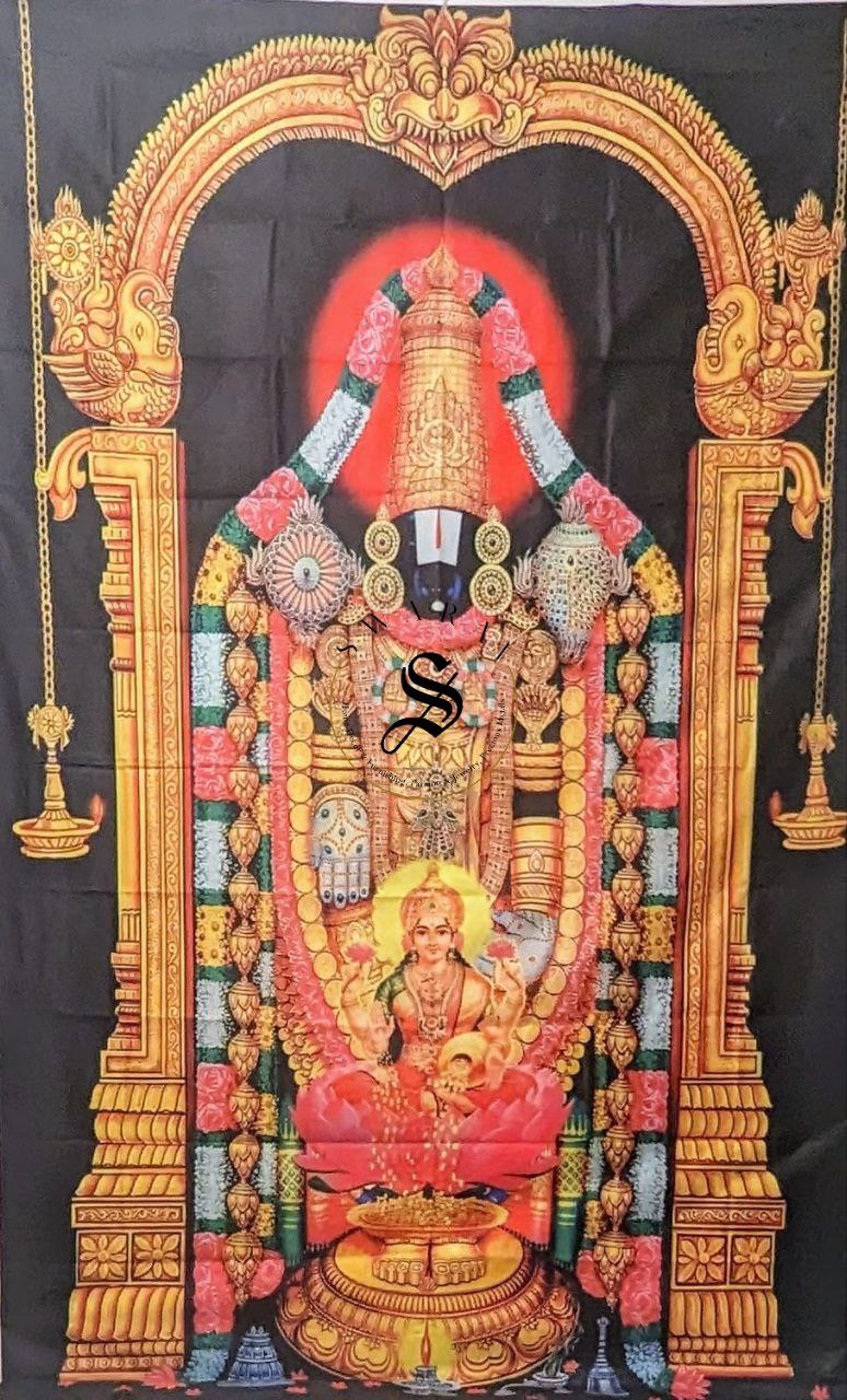 Tirupati Balaji Backdrop - 5 by 8 Feet. Taiwan Polyester Fabric.