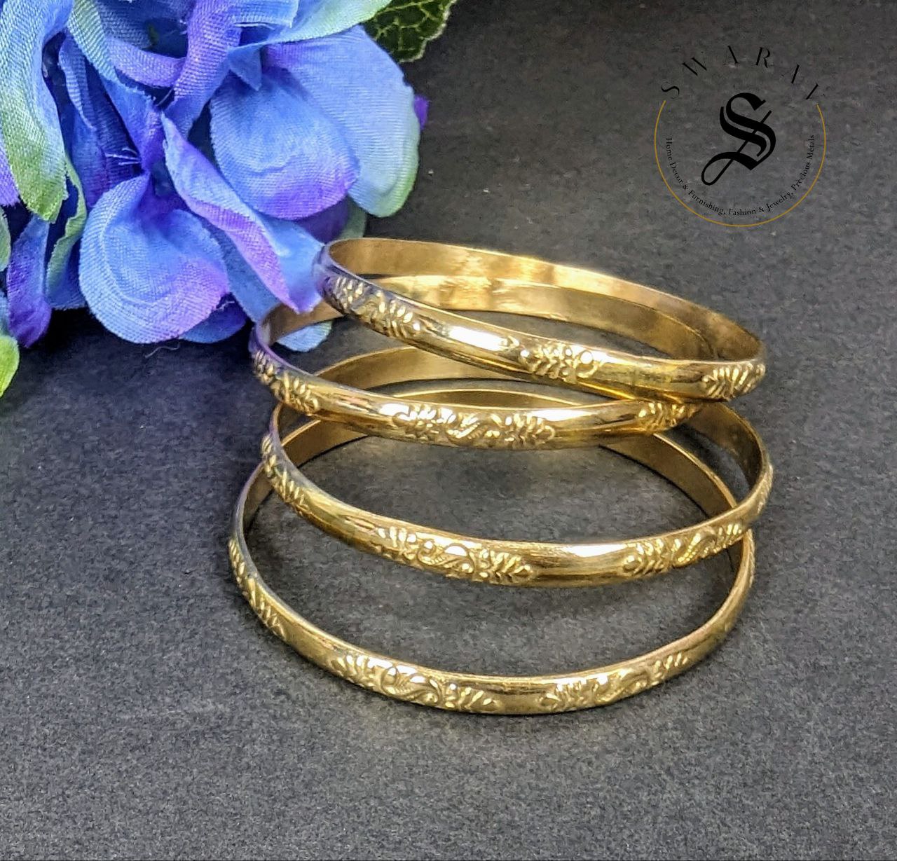 Panchaloham / Aimpon Bangles - Set of 4.  Design 1. Size - 2.4 and 2.6