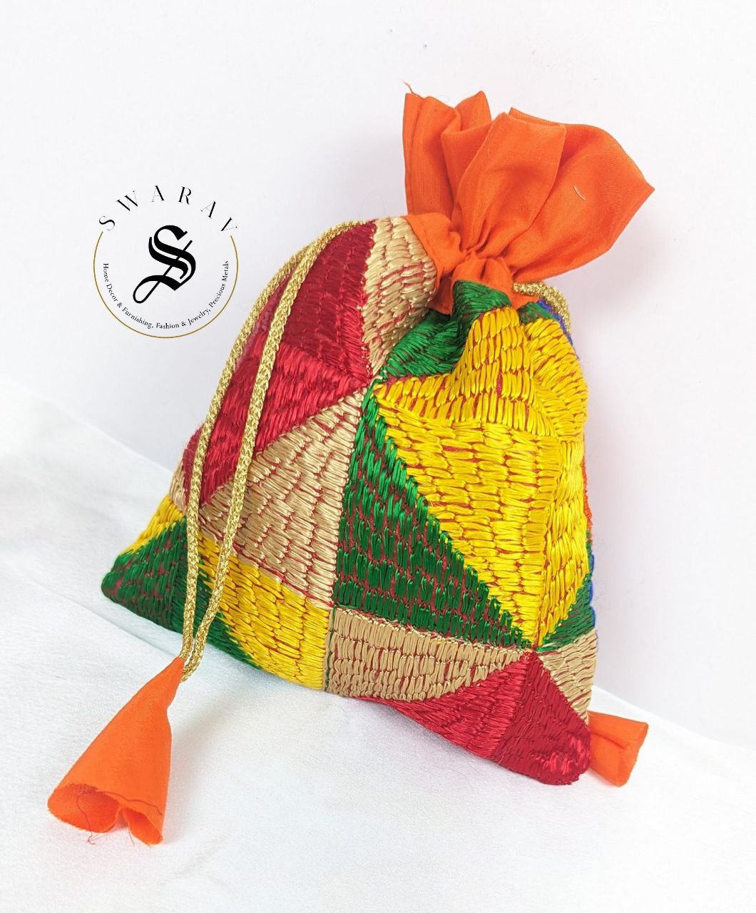 Pack of 8 - Phulkari Potli. Assorted Colors. @ $5