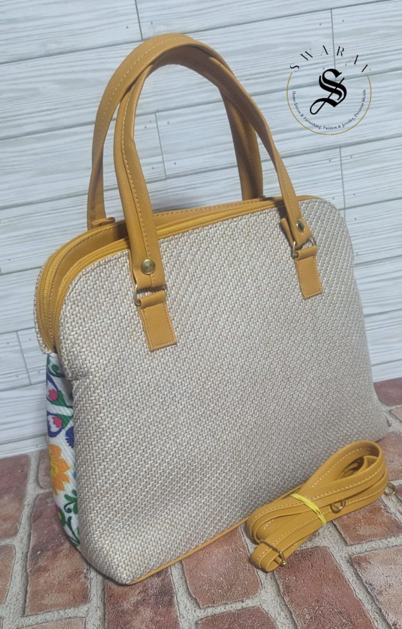 Women's fancy Jute Handbag - Dual partition. Size - 13 by 11 inch