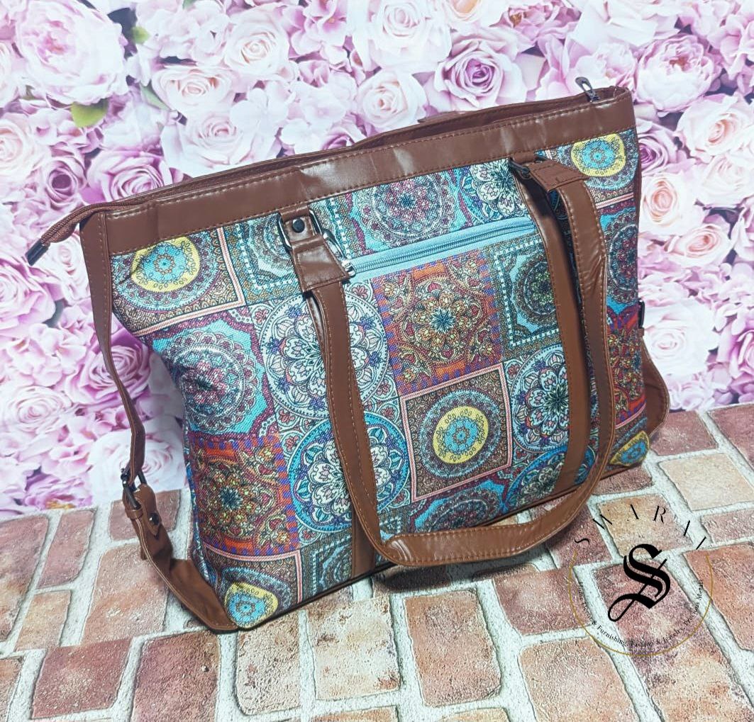 Mandala Print Women's Laptop/Overnight/Travel /Multipurpose Fabric shoulder Bag. Size - 18 by 13 by 5 inch.