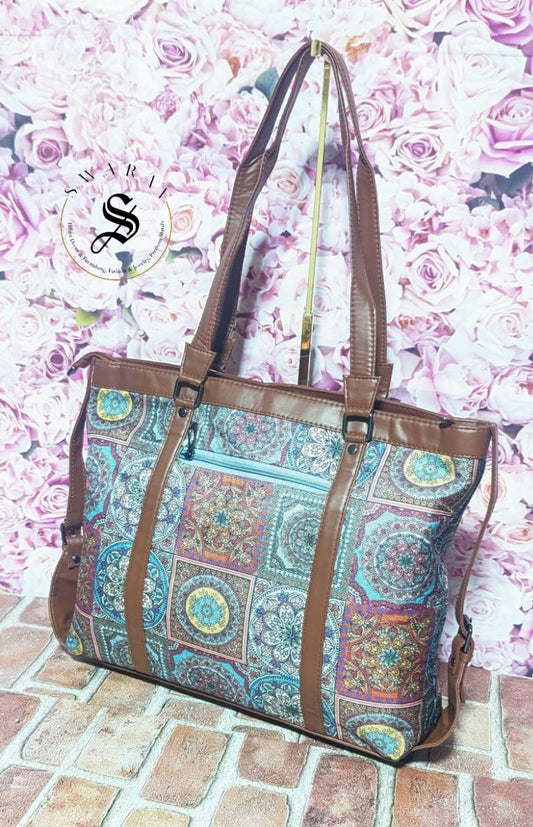 Mandala Print Women's Laptop/Overnight/Travel /Multipurpose Fabric shoulder Bag. Size - 18 by 13 by 5 inch.