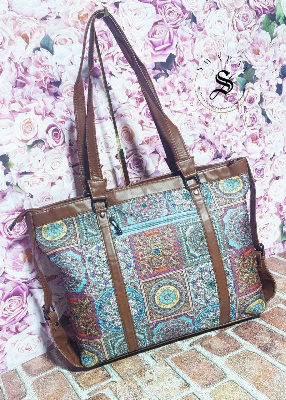 Mandala Print Women's Laptop/Overnight/Travel /Multipurpose Fabric shoulder Bag. Size - 18 by 13 by 5 inch.