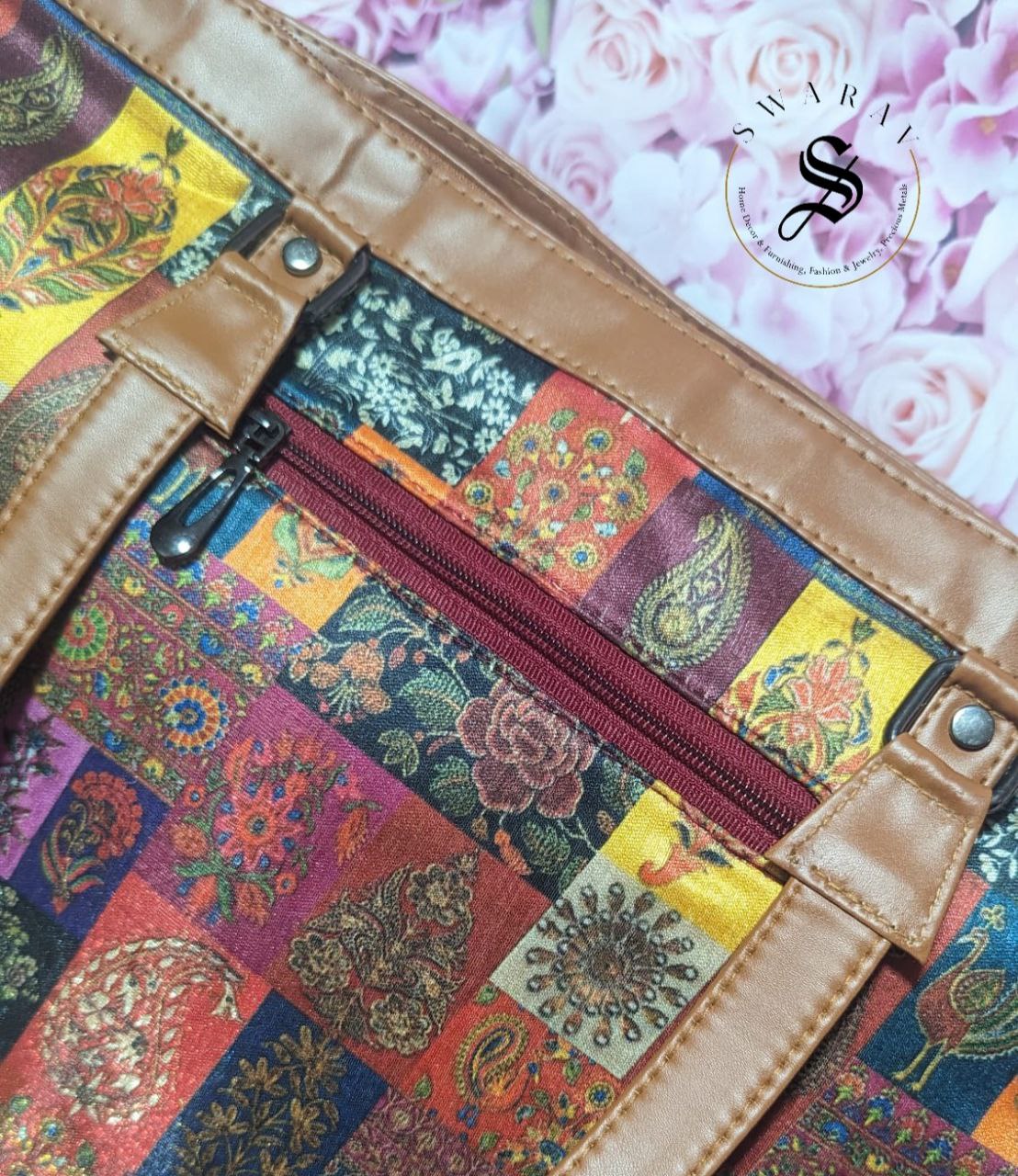 Floral Print Women's Laptop/Overnight/Travel /Multipurpose fabric shoulder Bag. Size - 18 by 13 by 5 inch.