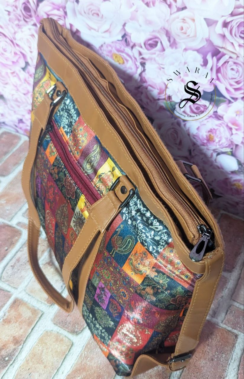 Floral Print Women's Laptop/Overnight/Travel /Multipurpose fabric shoulder Bag. Size - 18 by 13 by 5 inch.