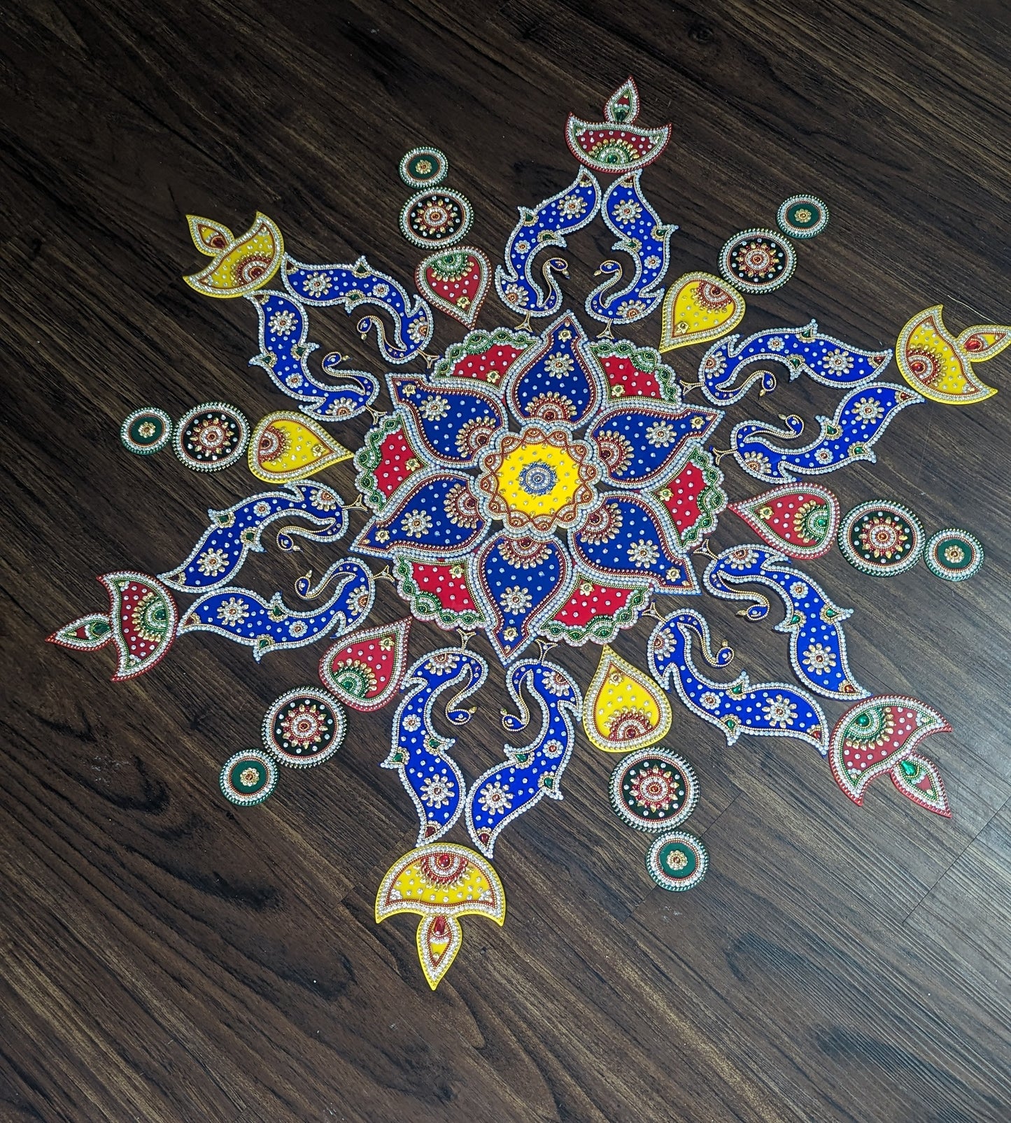 PRE-ORDER Acrylic Rangoli - Set of 50 piece 38 inch Multi color Festive Décor.