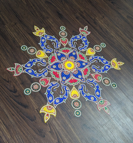 PRE-ORDER Acrylic Rangoli - Set of 50 piece 38 inch Multi color Festive Décor.