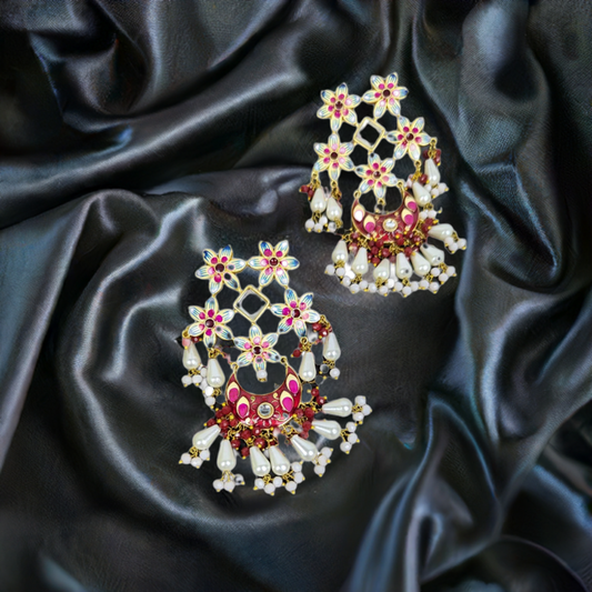 5  star and Moon hand painted Earring.