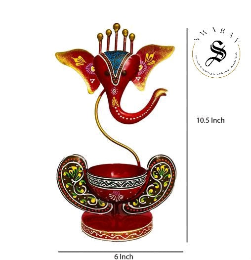 Table/Shlef Decor - Wrought Iron Tea light Ganesha. ( D3)