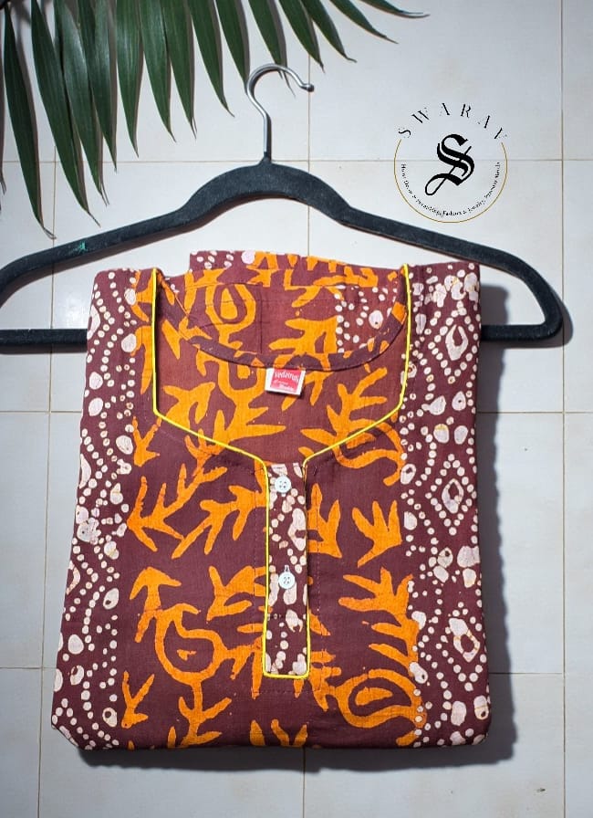 Pure Cotton Batik print Women's Nighty / long gown/ Indian nighty. Size - L