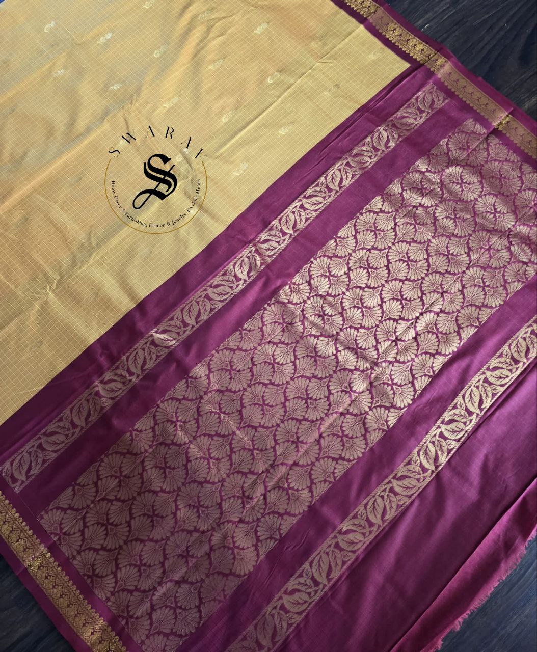 Soft silk Saree with gold zari weave heavy contrast pallu and FREE ready to wear contrast blouse . Color - Mustard yellow.