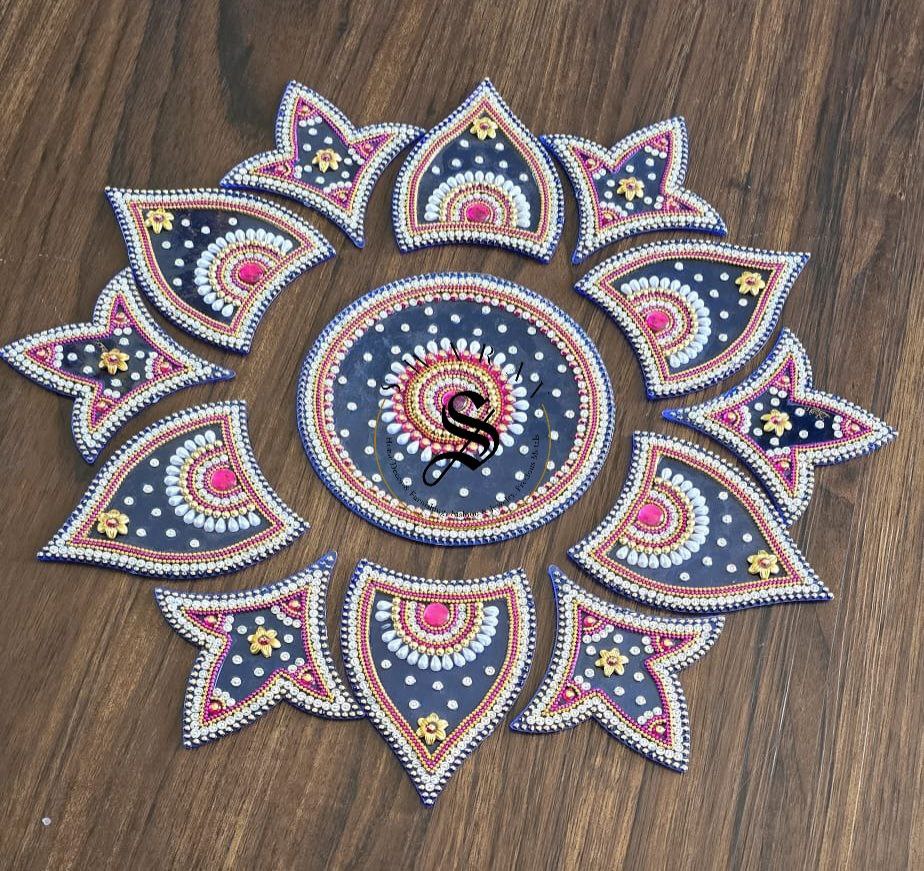 Handmade Acrylic Rangoli, set of 13 pieces. Size - 16 inches.