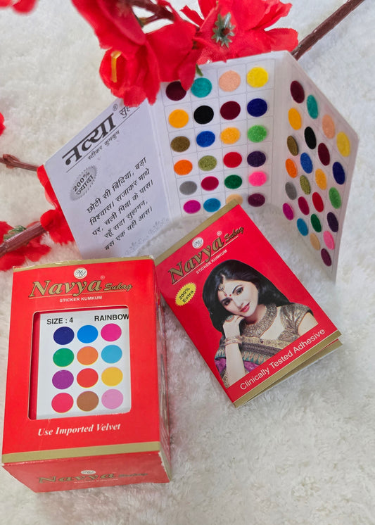 Box of 12 cards- 48 plain bindi on each card. Color - Multi. @$0.83 each.