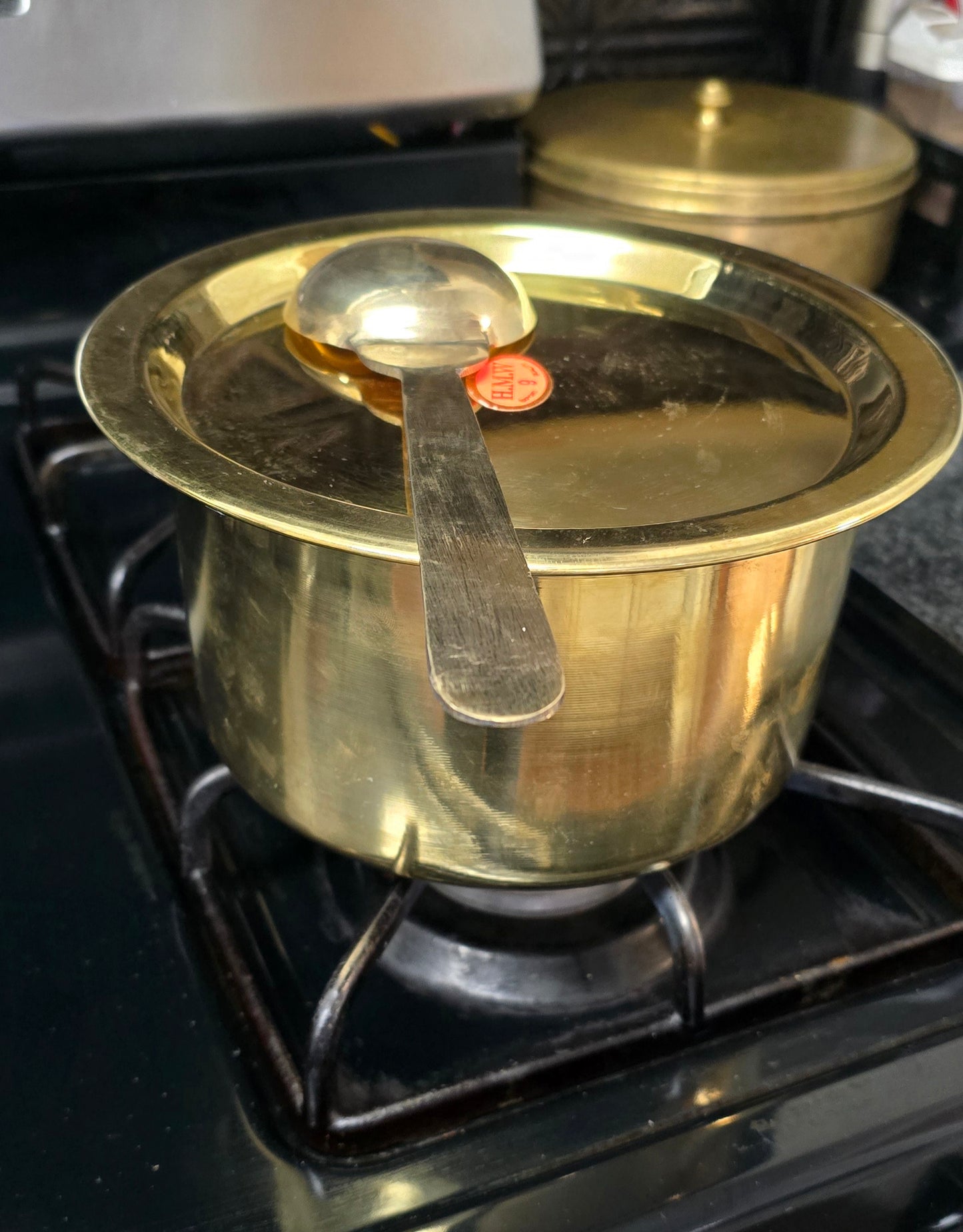 Pure Brass vessel with Tin coating. Set of 3. Capacity - 2 Liter. NOT INDUCTION CAPATIBLE. Design - 2.