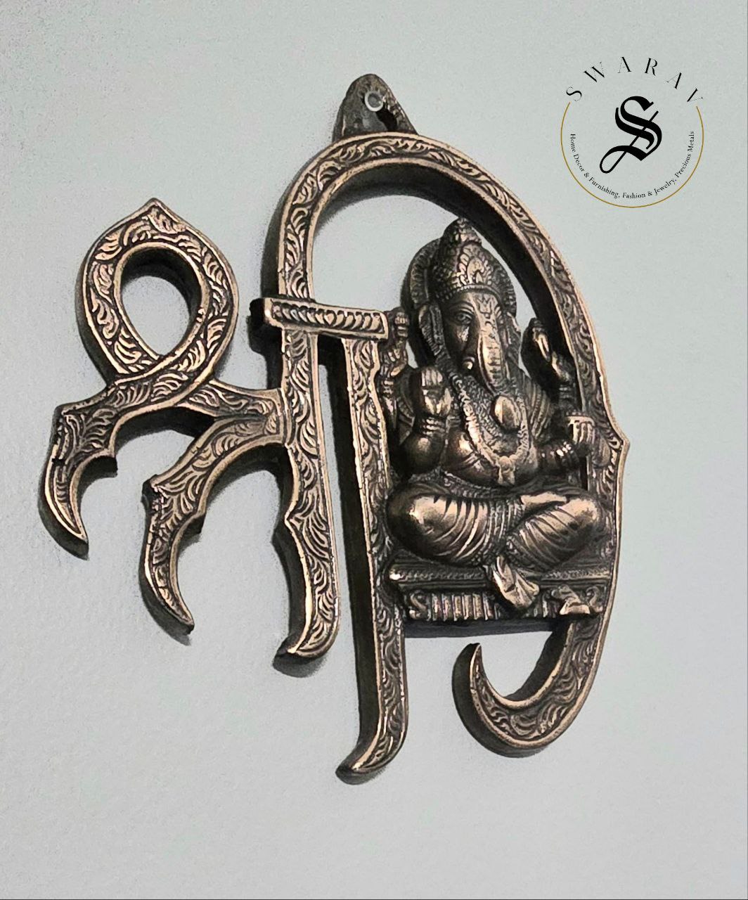 Gun metal ( Black metal/ Red Brass) Shri Ganesh wall decor. Size : 10 inch.