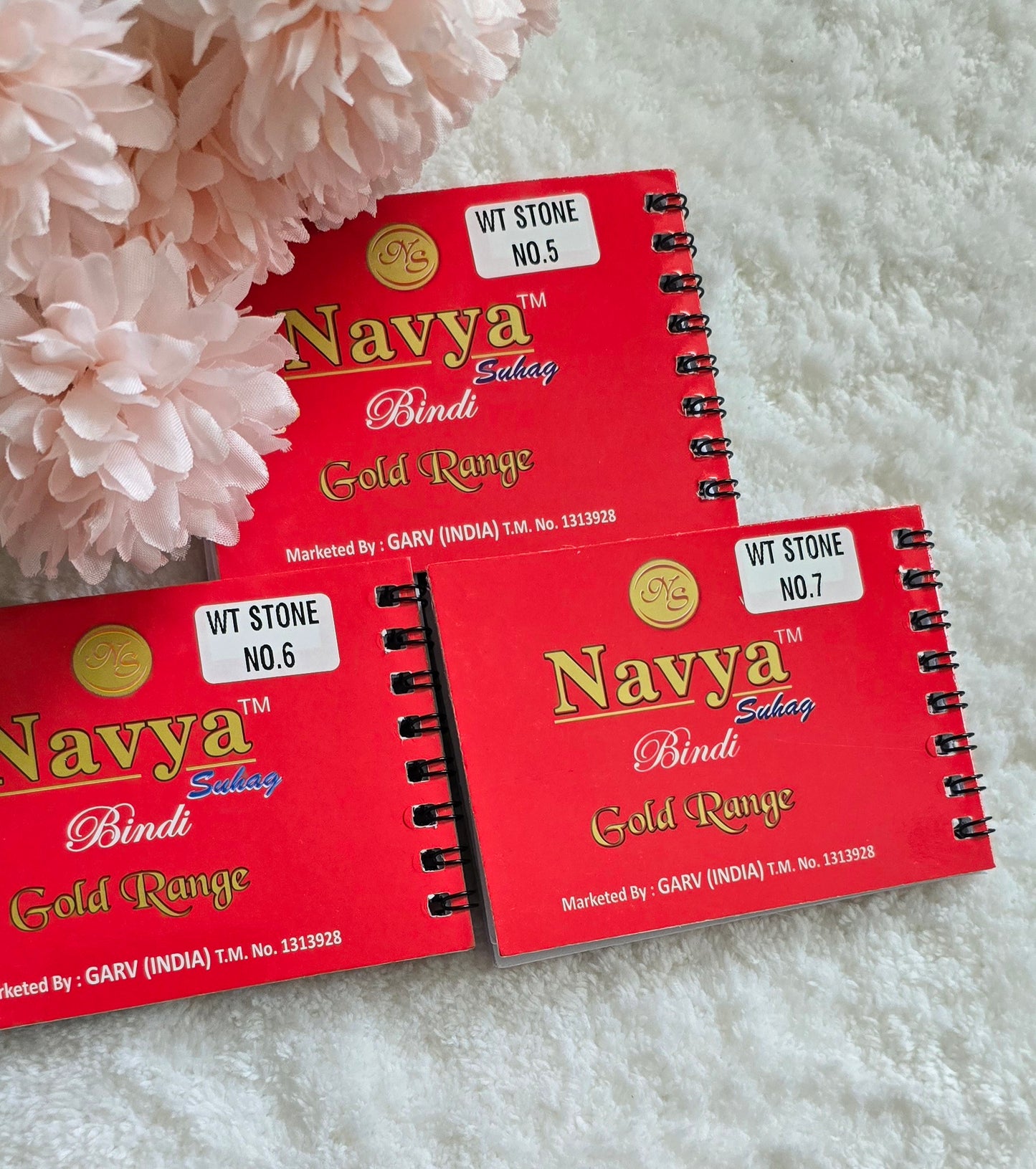 Pack of 3 - Navya multi-colored multi shape pocket size spiral Bindi book.