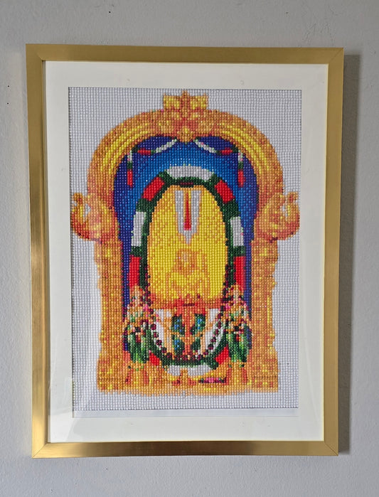 Handmade crystal Beads framed painting of Lord Venkateswara - Tirupati Balaji.