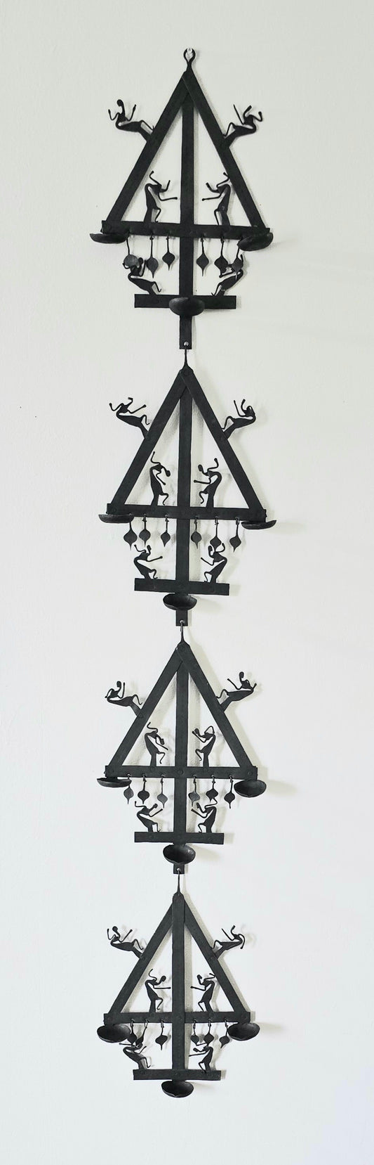 60 inch Tribal pitwa art Handmade Laman Diya with 12 wax tealight holder.