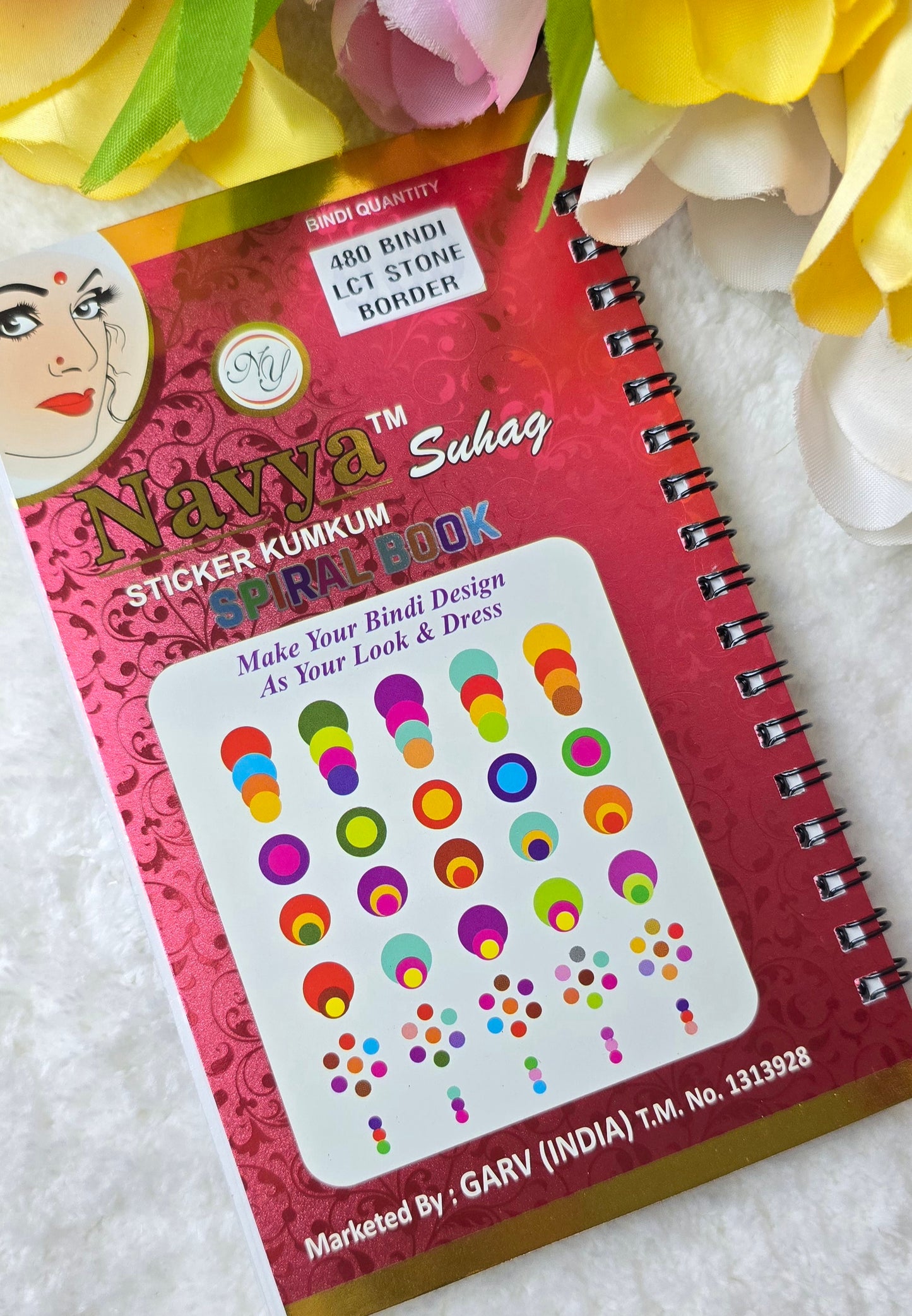 Navya - 480 count multi size multi color STONE BORDER spiral Bindi Book.