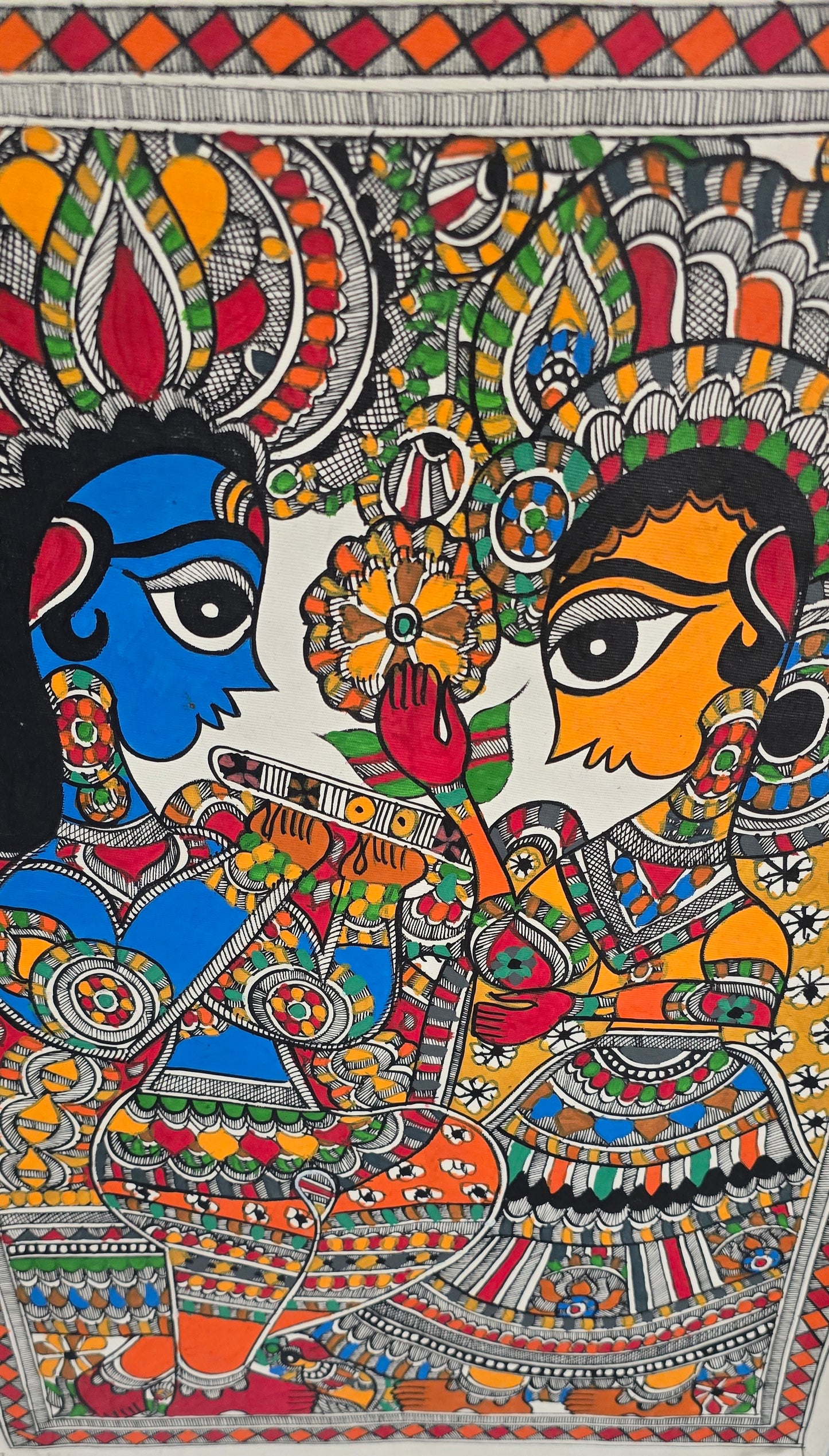 Madhubani or Mithila Painting –Radha Krishna, the eternal Love story.