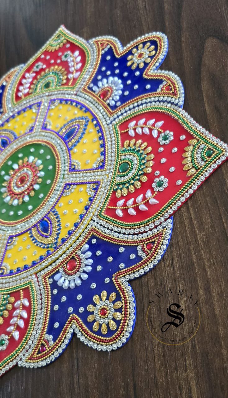 Handmade Acrylic Rangoli. Set of 13 pieces. Multi color. Size - 15 inch.