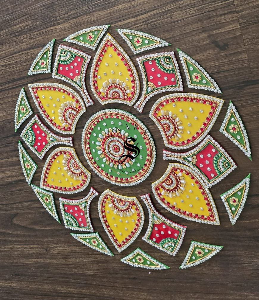 Handmade Acrylic Rangoli. Set of  26 pieces. Size - 12 inch.