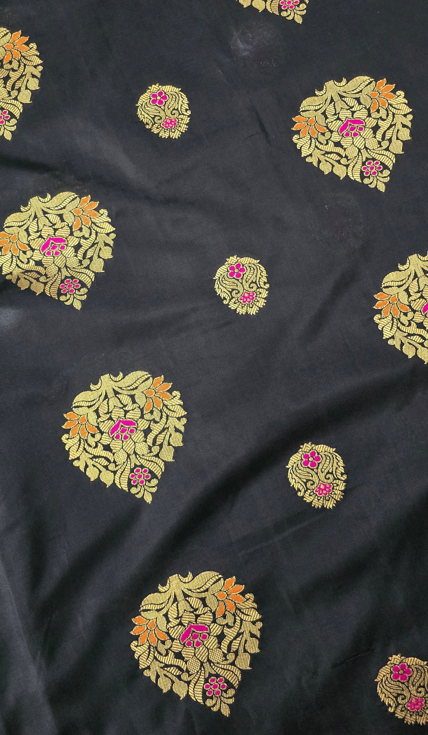 Black Art Silk soft saree in zari weave border and butas with stitched Blouse.