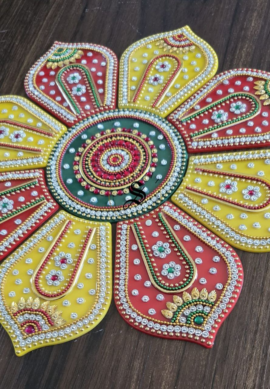 Handmade Acrylic Rangoli. Set of 9 pieces. Size - 12 inch