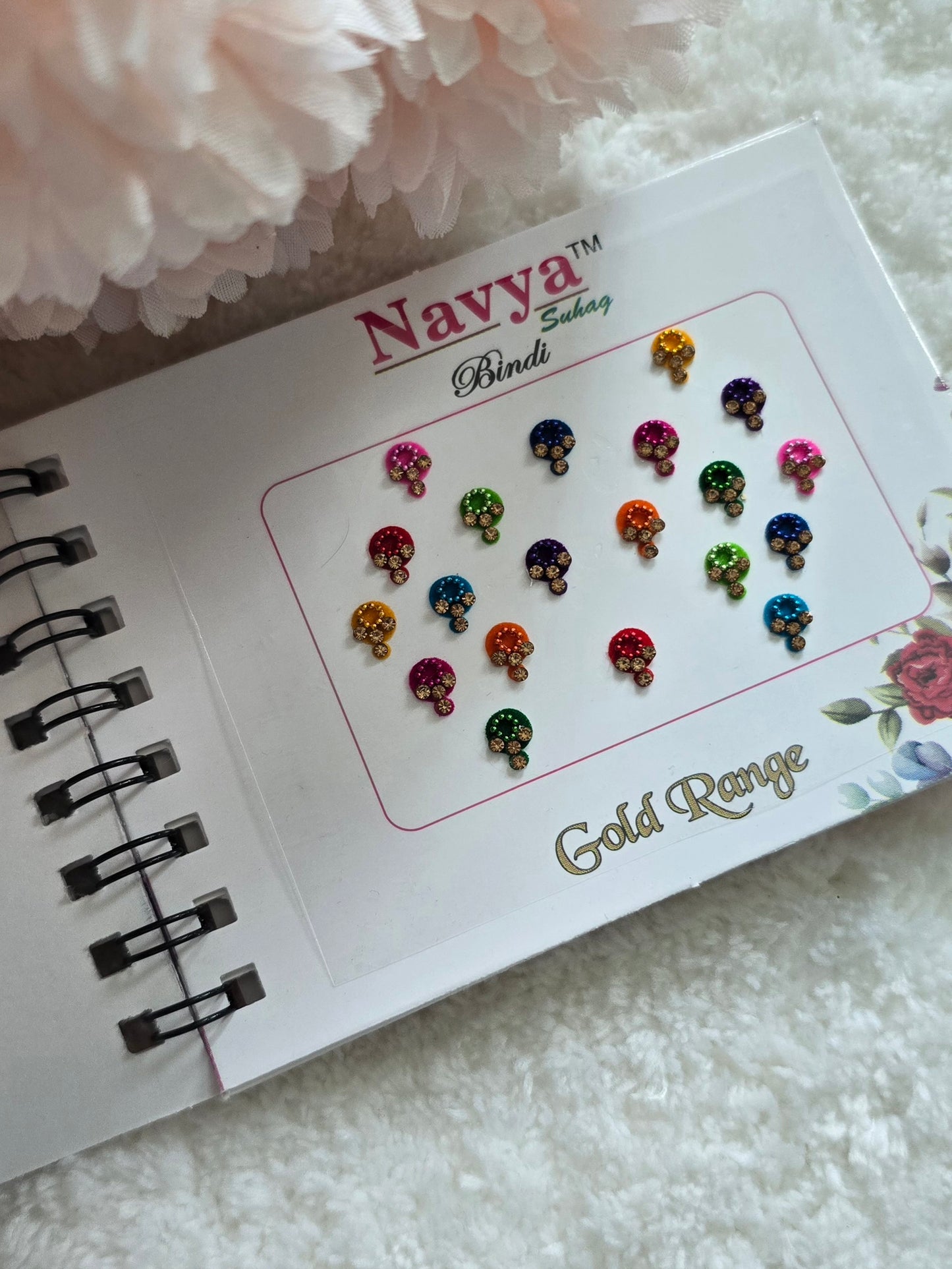 Pack of 3 - Navya multi-colored multi shape pocket size spiral Bindi book.