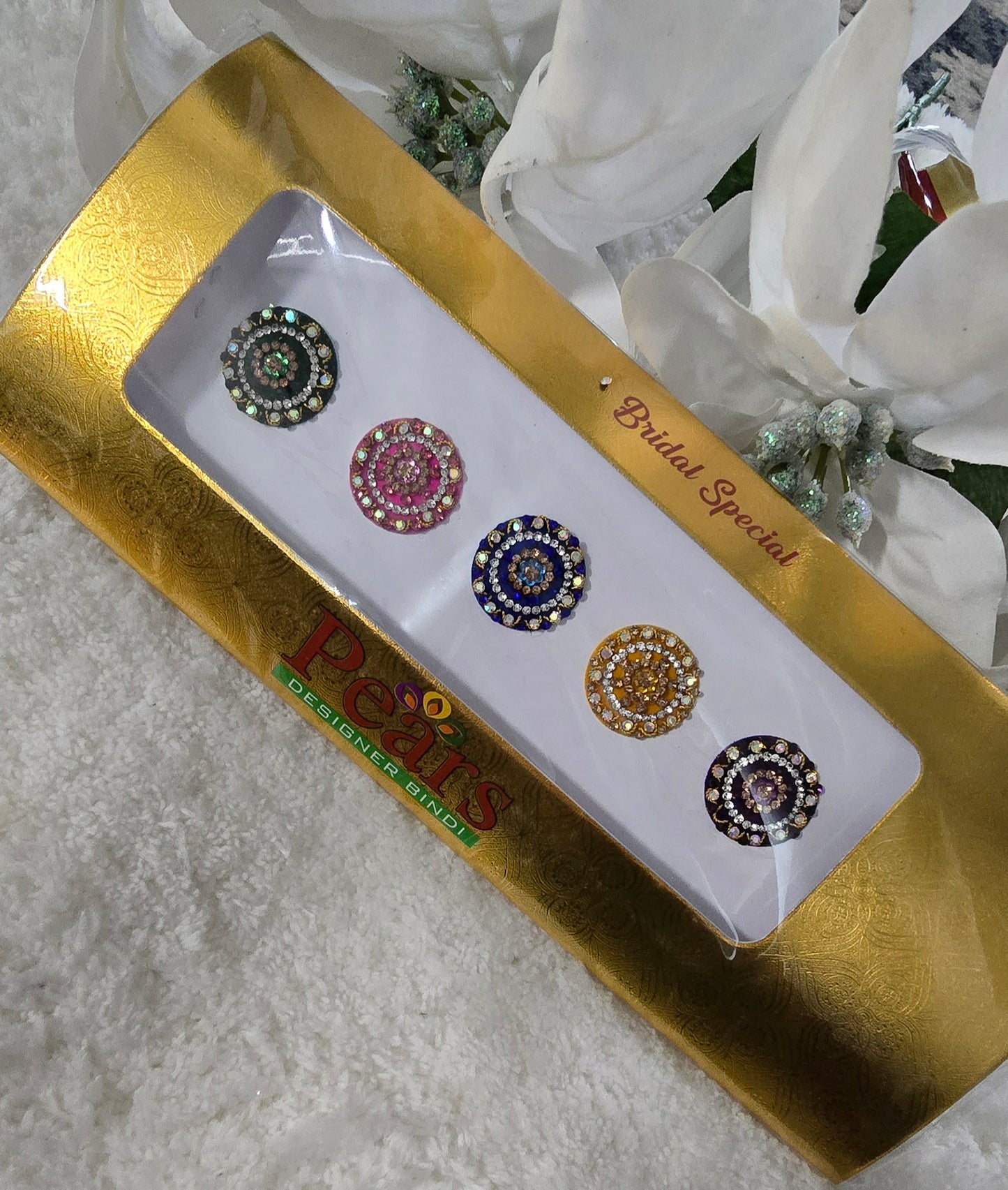 Pearl Gold card Bridal Bindi. 12 design options.
