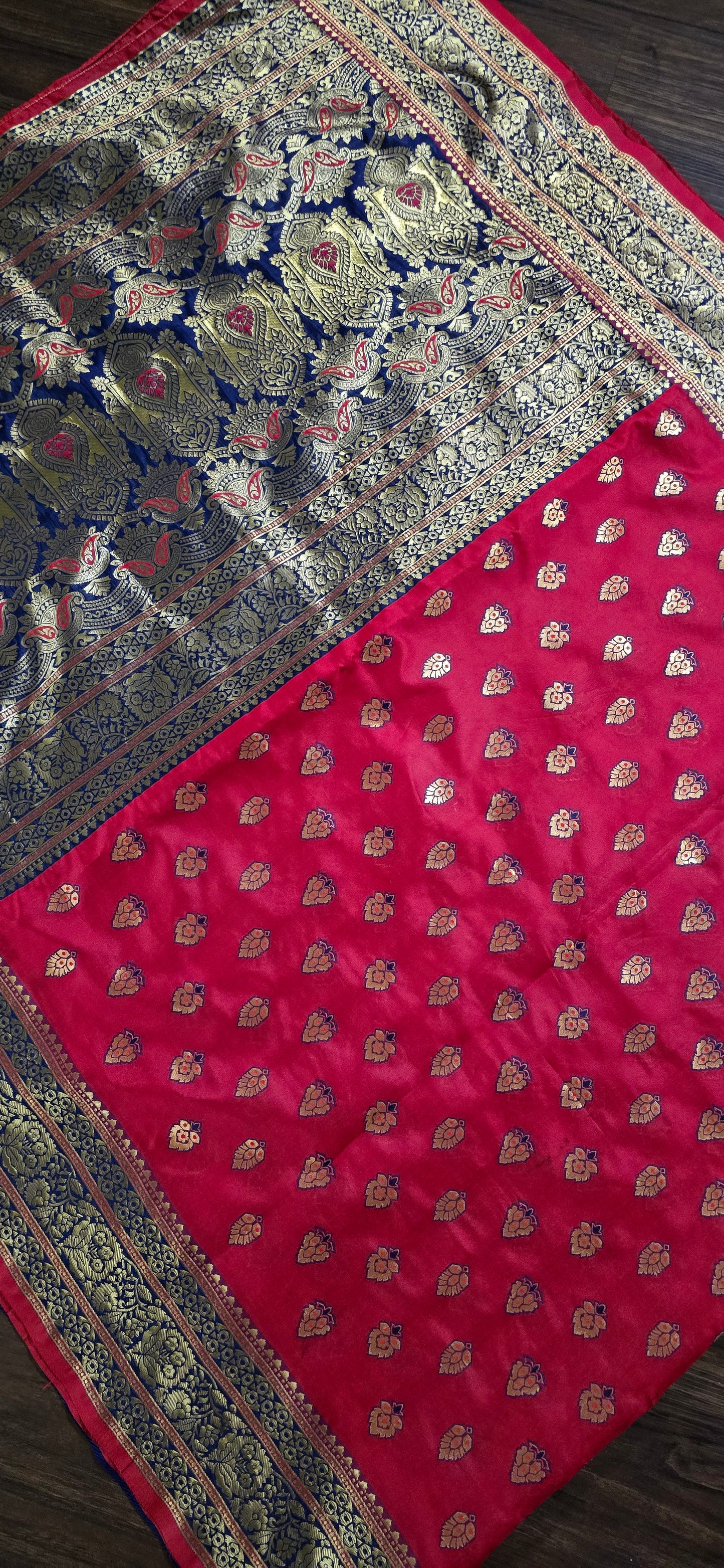 Art Silk soft saree in zari weave border and butas with stitched Blouse.