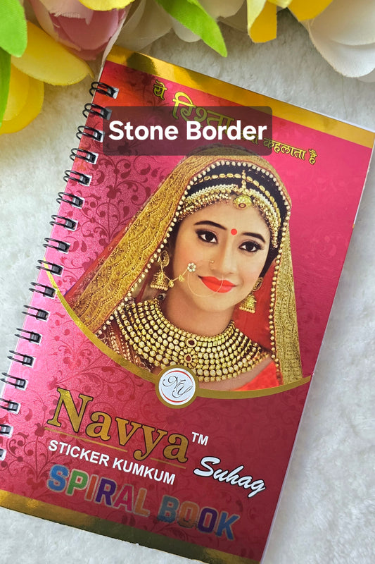Navya - 480 count multi size multi color STONE BORDER spiral Bindi Book.